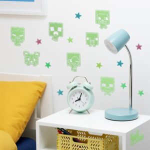 Minecraft Official Licensed Glow in The Dark Wall Decal Stars, Kids Room Wall Decals, Reusable Decorations, Playroom and Bedroom Gaming Decor and Gift | Paladone