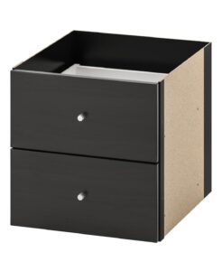 generic insert with 2 drawers, black-brown, 13x13 inch storage organizer stackable cubes compatible with kallax frames, am.88