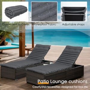 PERFECT GARDEN Chaise Lounge Cushion Outdoor Waterproof Patio Foldable Furniture Lounge Chair Cushions for Garden Patio Pool 76 * 23inch (Gray, 2-Pcs Set)