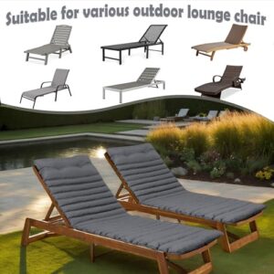 PERFECT GARDEN Chaise Lounge Cushion Outdoor Waterproof Patio Foldable Furniture Lounge Chair Cushions for Garden Patio Pool 76 * 23inch (Gray, 2-Pcs Set)