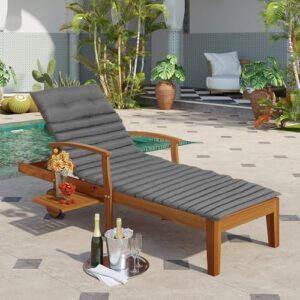 PERFECT GARDEN Chaise Lounge Cushion Outdoor Waterproof Patio Foldable Furniture Lounge Chair Cushions for Garden Patio Pool 76 * 23inch (Gray, 2-Pcs Set)