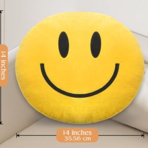 suppies Smiley Face Pillow - Soft Polyester Happy Face Pillow -14" X 14" Cute Pillow for Cute Room Decor - Living Room Decor - Toy - Birthday Gifts for Boys and Girls - 3D Round Throw Pillow