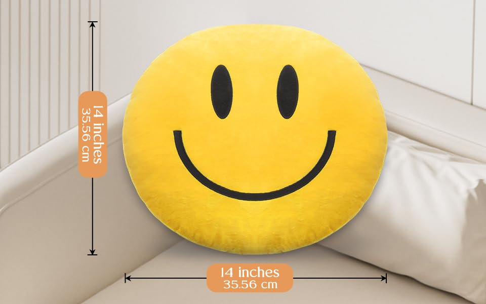 suppies Smiley Face Pillow - Soft Polyester Happy Face Pillow -14" X 14" Cute Pillow for Cute Room Decor - Living Room Decor - Toy - Birthday Gifts for Boys and Girls - 3D Round Throw Pillow