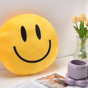 suppies Smiley Face Pillow - Soft Polyester Happy Face Pillow -14" X 14" Cute Pillow for Cute Room Decor - Living Room Decor - Toy - Birthday Gifts for Boys and Girls - 3D Round Throw Pillow