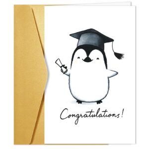 vixple funny graduation card, congrats on your new diploma pun card, cute graduation card for him/her (3), gold