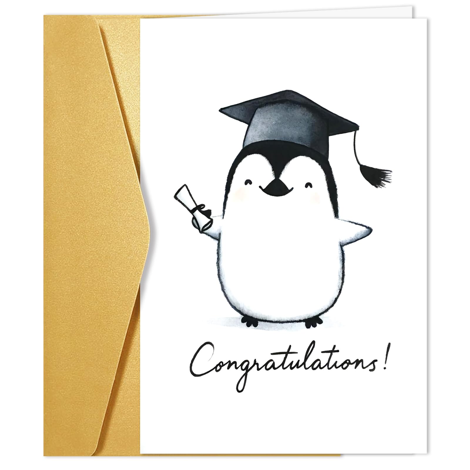 VIXPLE Funny Graduation Card, Congrats on Your New Diploma Pun Card, Cute Graduation Card for Him/Her (3), GOLD