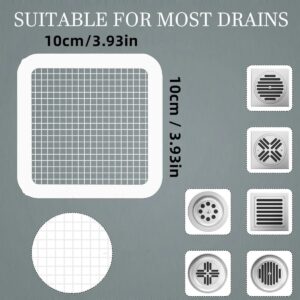 Disposable Hair Drain Stickers, 2024 Upgraded Floor Drain Sticker, Disposable Shower Drain Hair Catcher, Hair Drain Sticker, Drain Mesh Strainer for Bathroom Laundry Bathtub Kitchen (10 Pcs)