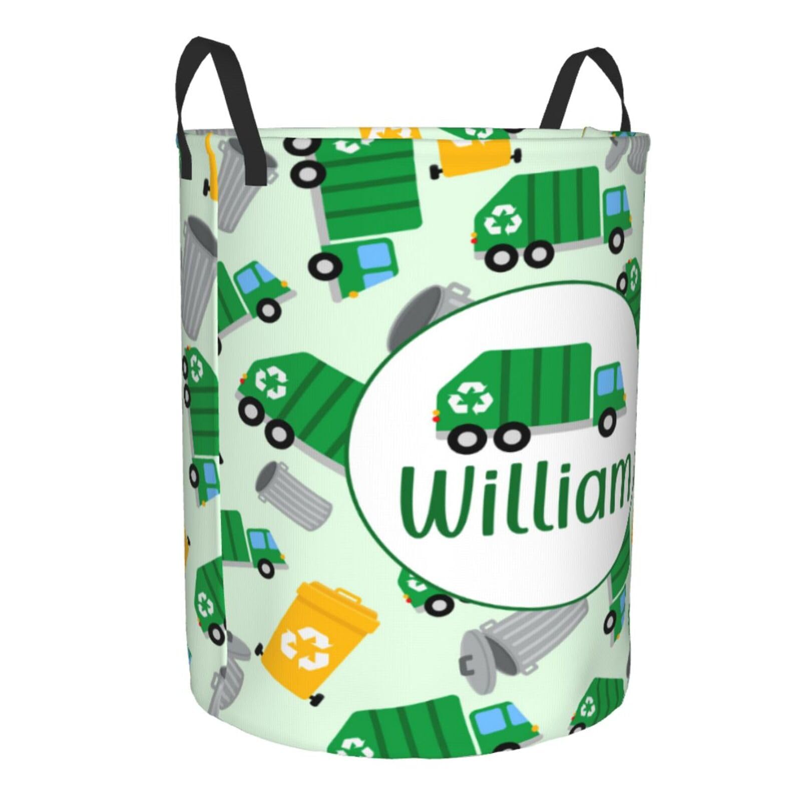 Personalized Garbage Truck Laundry Hamper Gifts, Custom Garbage Truck Laundry Basket With Name for Kids Boys Girls Adults, Collapsible Baby Laundry Hamper, Dirty Clothes Hamper With Handles Small