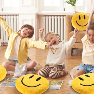 suppies Smiley Face Pillow - Soft Polyester Happy Face Pillow -14" X 14" Cute Pillow for Cute Room Decor - Living Room Decor - Toy - Birthday Gifts for Boys and Girls - 3D Round Throw Pillow