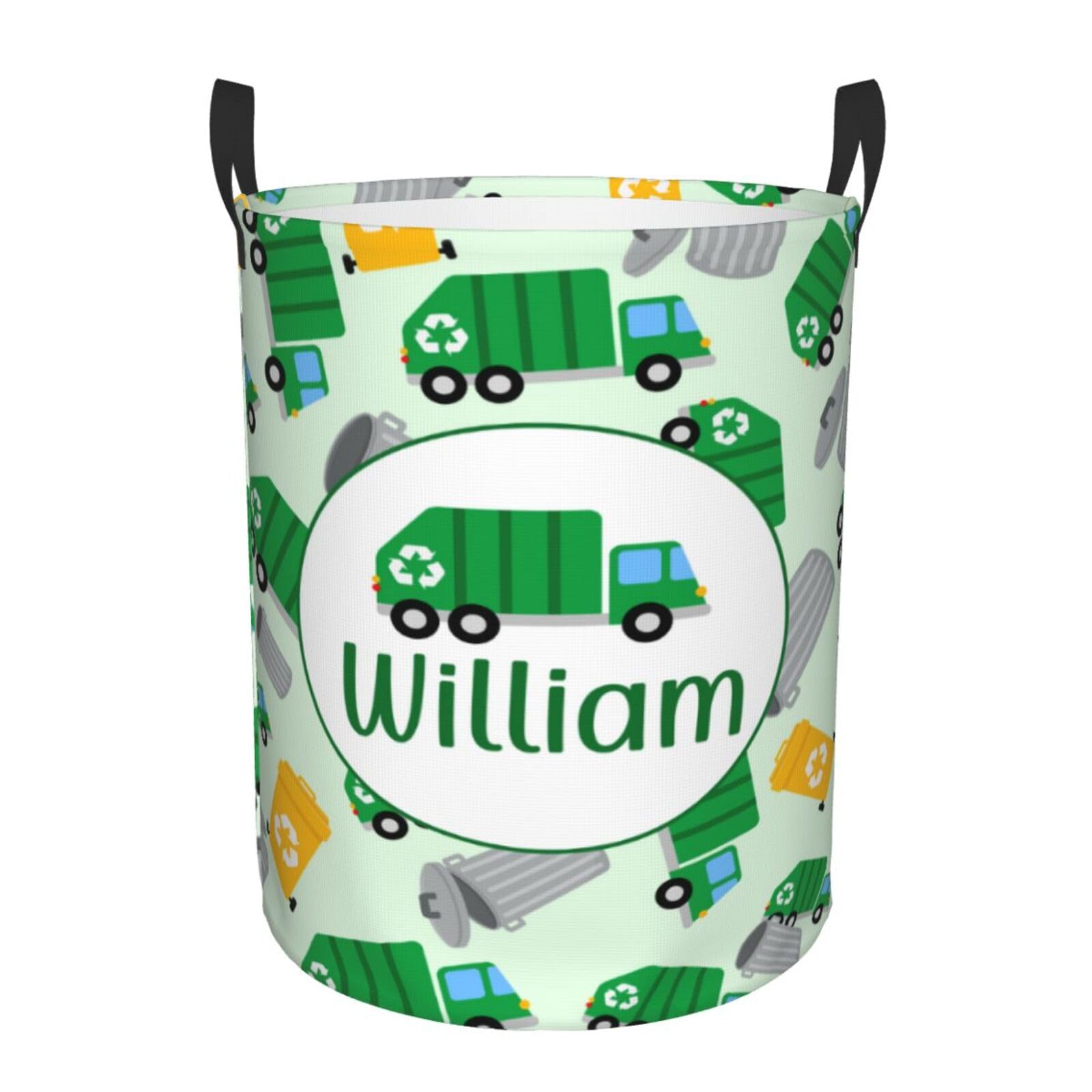 Personalized Garbage Truck Laundry Hamper Gifts, Custom Garbage Truck Laundry Basket With Name for Kids Boys Girls Adults, Collapsible Baby Laundry Hamper, Dirty Clothes Hamper With Handles Small