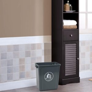 Kekow 2.6 Gallon Small Bathroom Trash Can, 4-Pack Open-Top Plastic Rectangular Wastebasket, Gray