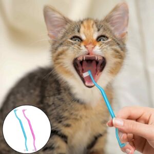 2 Pcs Dual Sided Cats & Dogs Toothbrushes Dual Sided Cat Toothbrush Kitten Puppy Toothbrush Micro Head Kitten Teeth Cleaning Brush Pet Teeth Cleaning Brush Cat Dental Care Supplies