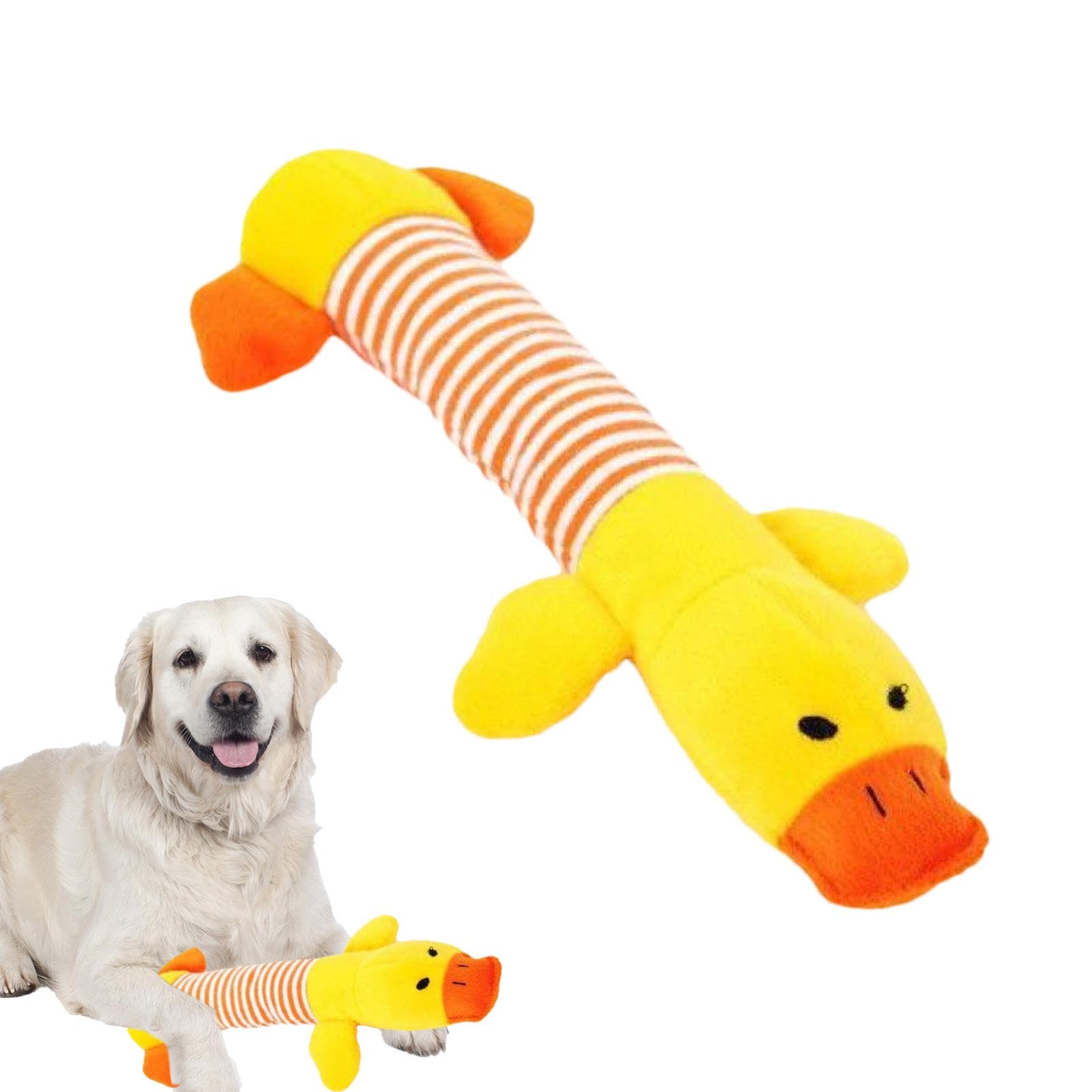 Puppy Plush Duck - Pet Squeaky Playtinhg - Crinkly Dog Toy, Squeaking Dog Plushie | Duck Shaped Teething Toy with Sound, Pet Dentals Care, Breed Specific Chew Toy for Dogs Puppies Aggressive Chewers