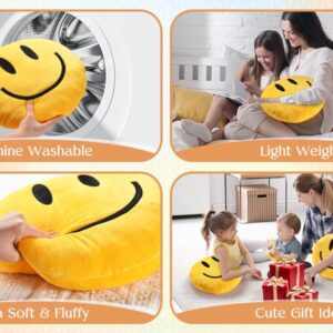 suppies Smiley Face Pillow - Soft Polyester Happy Face Pillow -14" X 14" Cute Pillow for Cute Room Decor - Living Room Decor - Toy - Birthday Gifts for Boys and Girls - 3D Round Throw Pillow