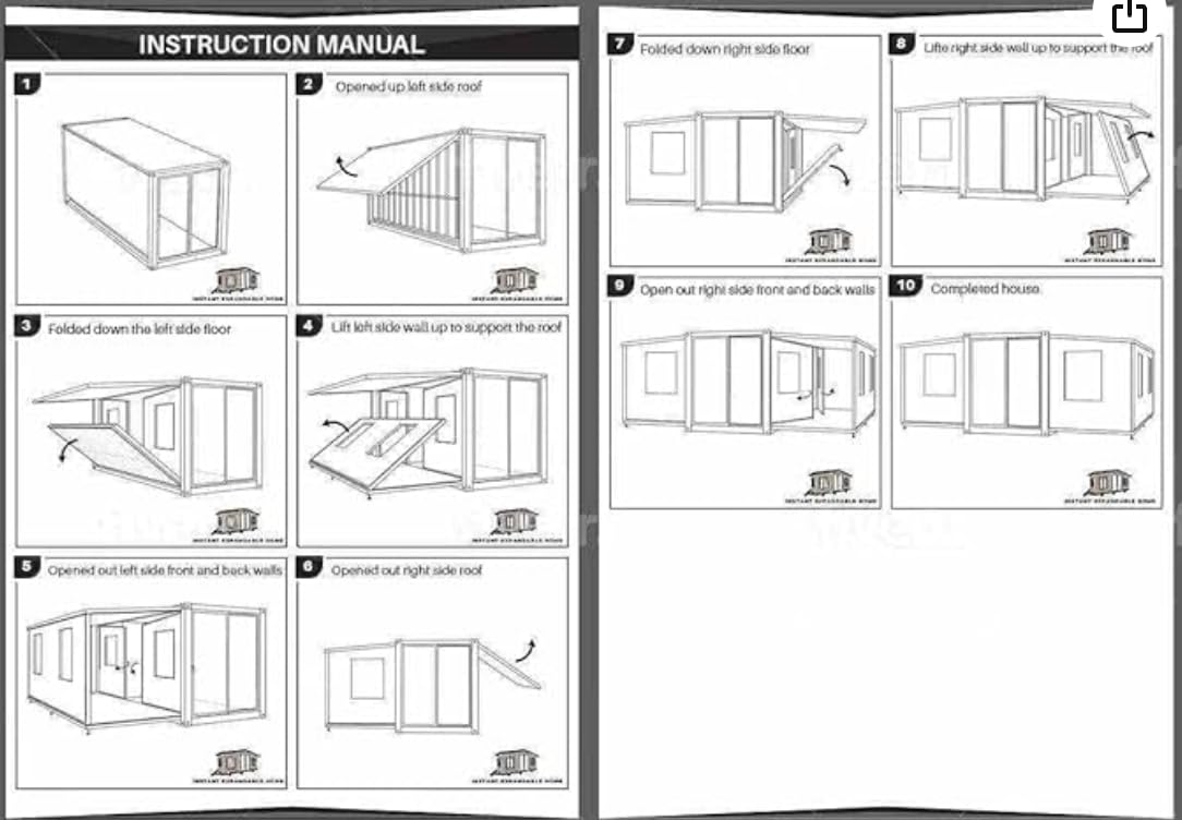 Generic Tiny/Mobile/Foldable 20/40ft Expandable Container Homes - Prefab Modern Villas w/2-3 Beds, Solar Customization. Get Exactly What You See. (30FT)