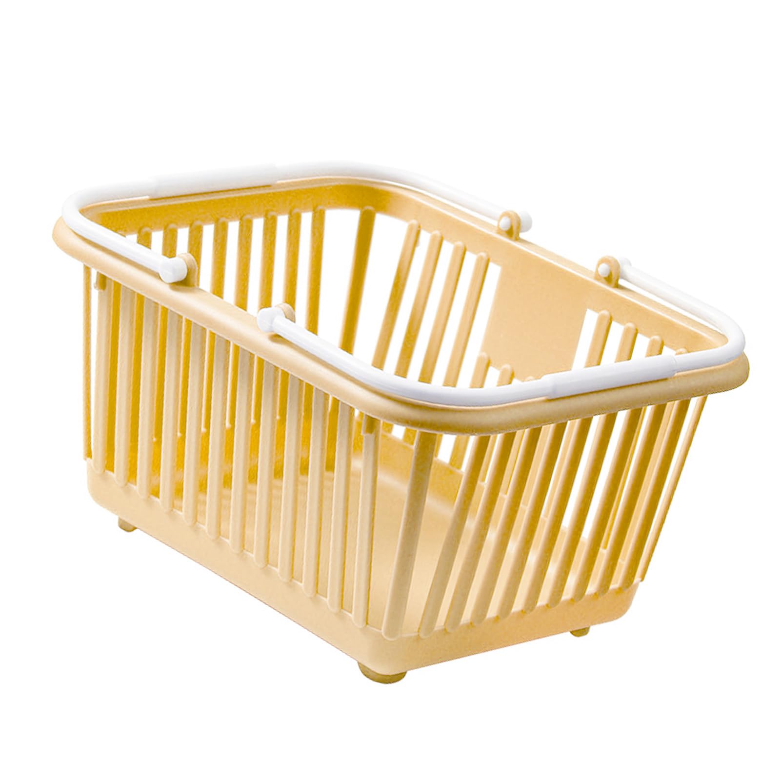 SIXRUN Mini Storage Basket Multifunctional Compact Plastic Organizer Basket with Handle for Desk Mini Storage Basket (Yellow)