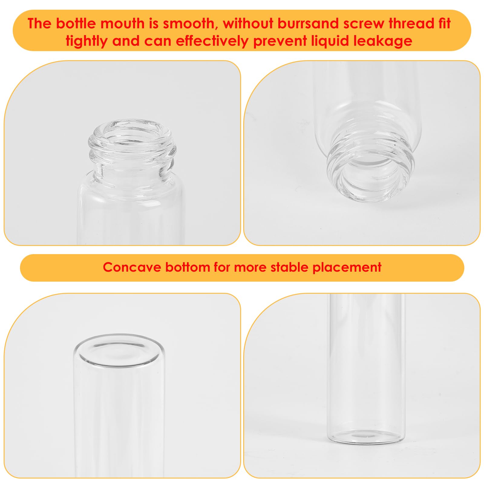 Cadbibe 50ml Clear Glass Vials with Screw Caps and Plastic Stoppers, Small Liquid Sample Glass Test Tubes, Leak-Proof Glass Bottles, 25PCS