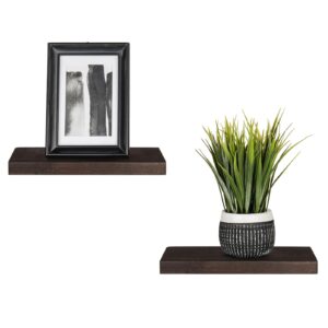 mkono floating shelves, set of 2 rustic wood wall mounted shelves with invisible brackets plant photo display ledges shelves for wall decor, modern storage shelves for bathroom living room bedroom