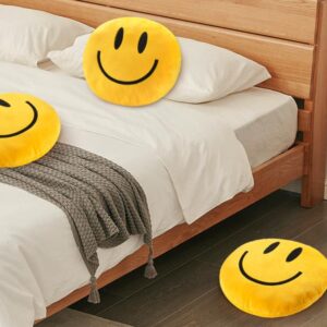 suppies Smiley Face Pillow - Soft Polyester Happy Face Pillow -14" X 14" Cute Pillow for Cute Room Decor - Living Room Decor - Toy - Birthday Gifts for Boys and Girls - 3D Round Throw Pillow