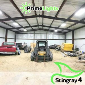 PrimeLights LED 4' ft, Shop Light 80W 14,400 Lumen 120/277v 5000K Day Garage Warehouse Shop Metal BLDG Light Fixture 120° Beam Angle Stingray 4 (Clear LED Bulbs)