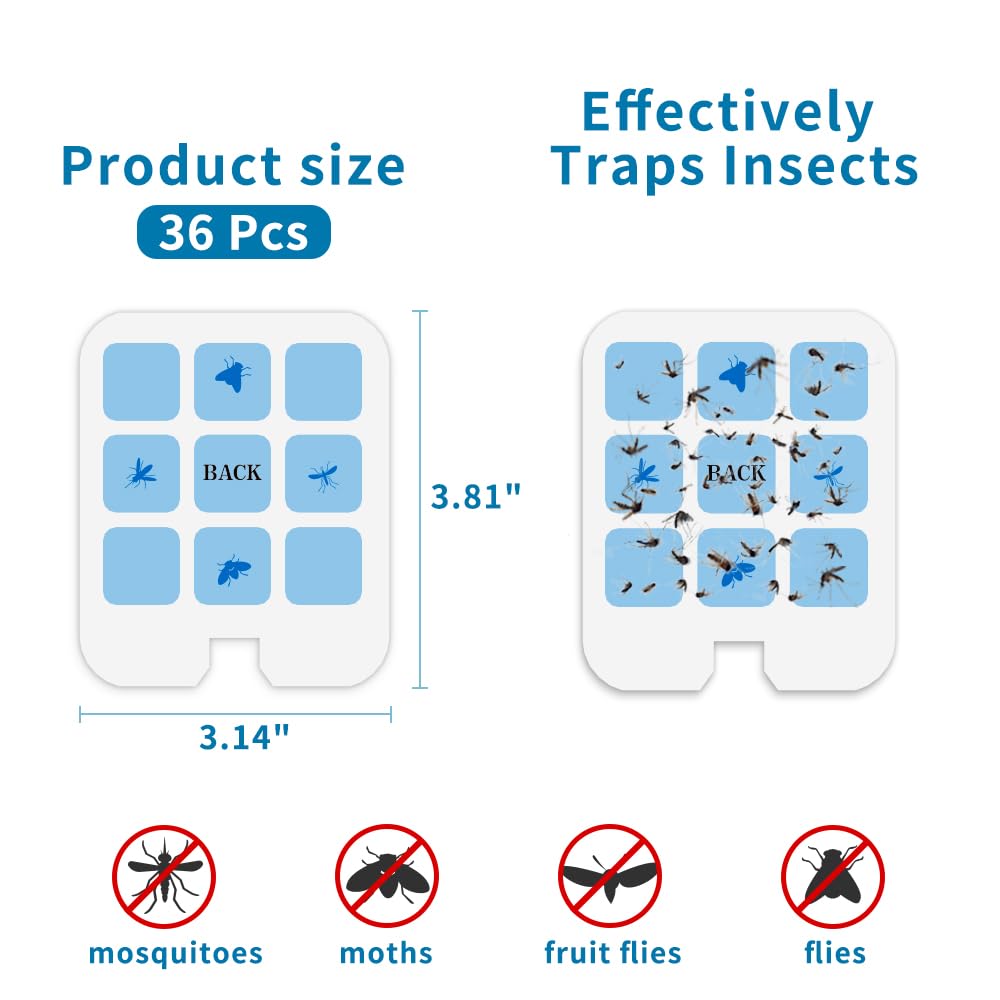 36 Pack Refill Glue Boards Compatible with Safer Home SH502 SH503, Dynatrap DT3005W DT3005W-DS3 DT23005-06, Indoor Plug-in Sticky Traps for Gnat, Fly, Mosquito, Moth..., Pet & Kid Safe, Value Package