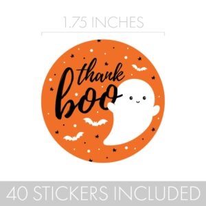 Orange A Little Boo is Almost Due Halloween Baby Shower Thank You Card Stickers, Party Favor Bag Labels - 40 Count