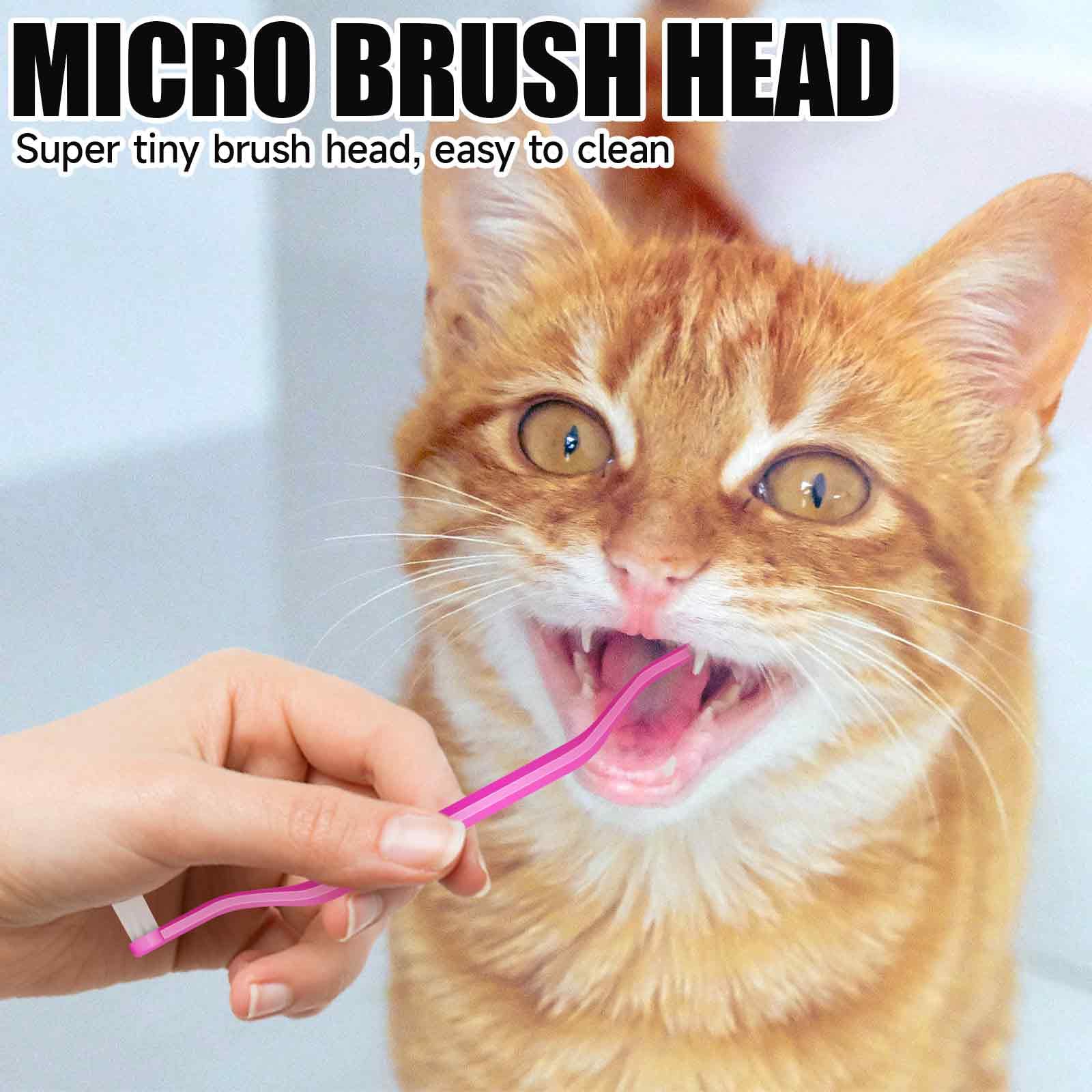 2 Pcs Dual Sided Cats & Dogs Toothbrushes Dual Sided Cat Toothbrush Kitten Puppy Toothbrush Micro Head Kitten Teeth Cleaning Brush Pet Teeth Cleaning Brush Cat Dental Care Supplies