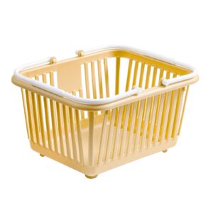 SIXRUN Mini Storage Basket Multifunctional Compact Plastic Organizer Basket with Handle for Desk Mini Storage Basket (Yellow)