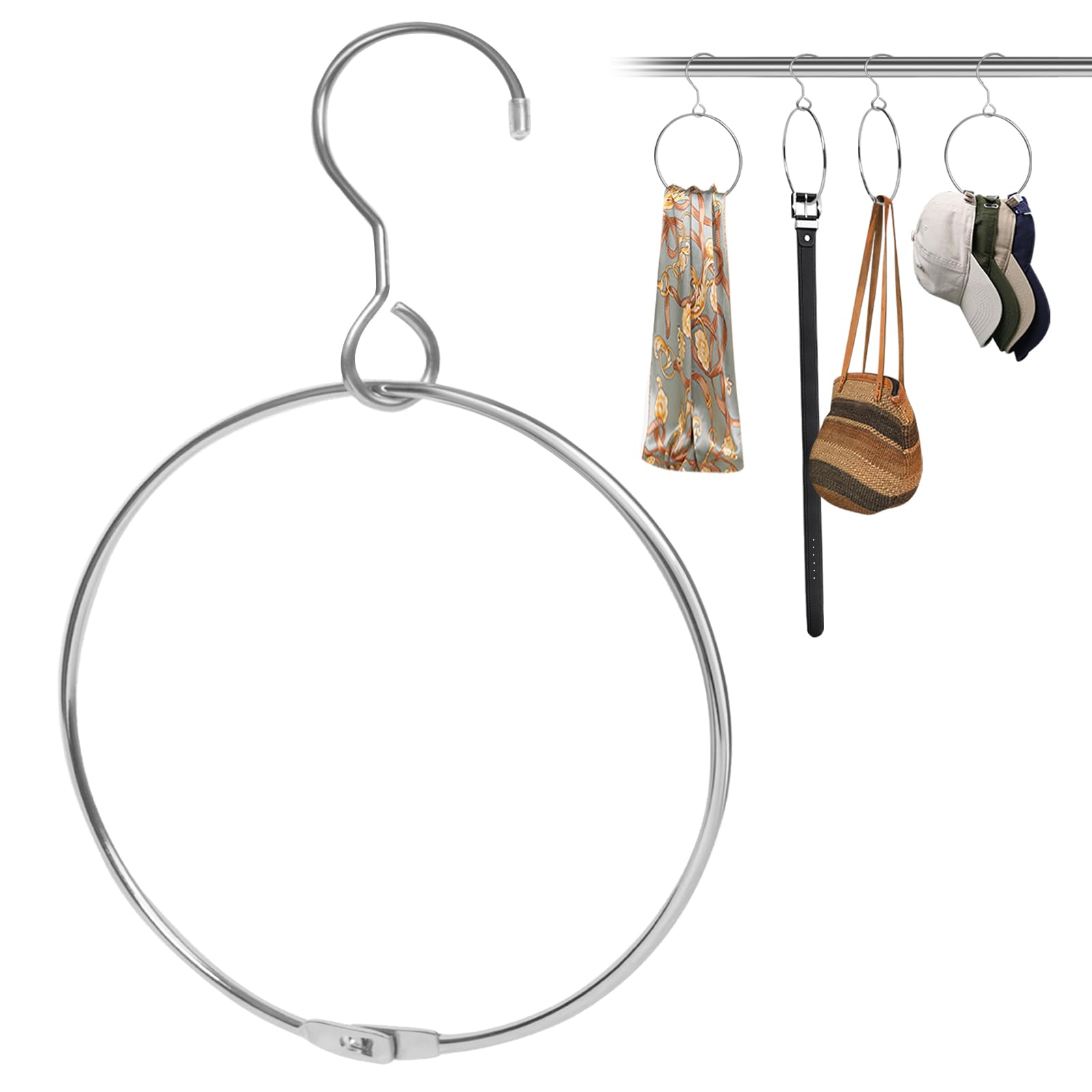 2 Pack Belt Organizer for Closet, Closet Hanger Organizer, Chrome Ring Hanger for Belts Ties Scarves and Accessory Storage