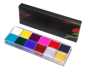 face paint palette 12 color , non toxic face painting kit for kids and adults, makeup body paint set for halloween parties