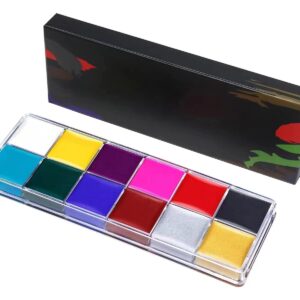 Face Paint Palette 12 Color , Non Toxic Face Painting Kit for Kids and Adults, Makeup Body Paint Set for Halloween Parties