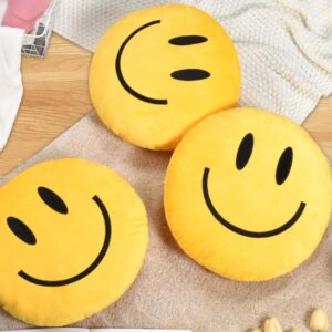 suppies Smiley Face Pillow - Soft Polyester Happy Face Pillow -14" X 14" Cute Pillow for Cute Room Decor - Living Room Decor - Toy - Birthday Gifts for Boys and Girls - 3D Round Throw Pillow