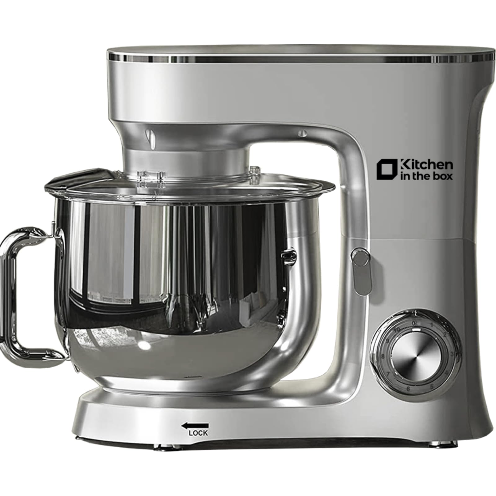 Kitchen in the Box Stand Mixer, 900W 8.5 QT Kitchen Electric Mixer, 10-Speed Large Capacity Tilt-head Food Mixer with Dough Hook, Wire Whip, Flat Beater & Splash Guard (Silver)