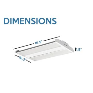 WareLight Oslo Compact Linear High Bay Fixture - 11,000 Lumens, 78 Watt, CCT Selectable, 120-277V LED Light, 16.5 x 10.2 x 1.8 Inches, White, Pack of 2