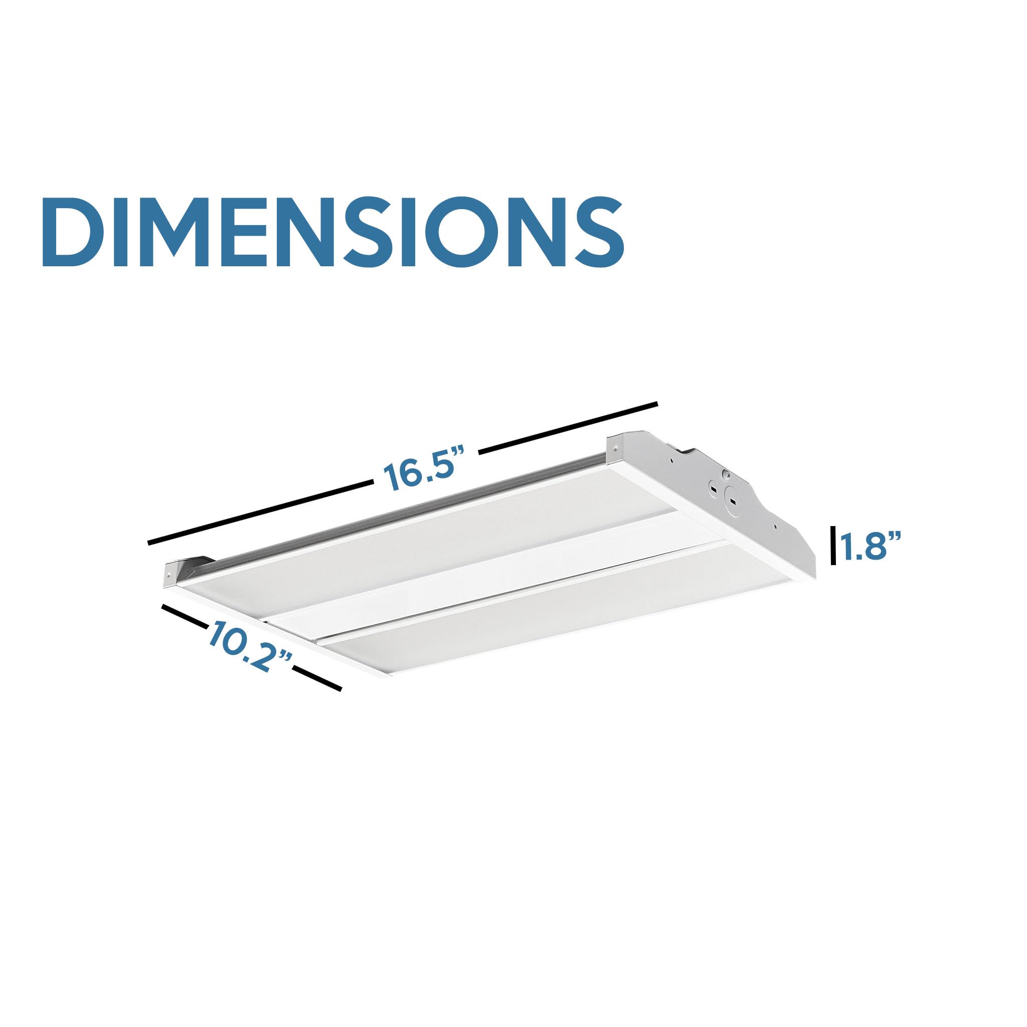 WareLight Oslo Compact Linear High Bay Fixture - 11,000 Lumens, 78 Watt, CCT Selectable, 120-277V LED Light, 16.5 x 10.2 x 1.8 Inches, White, Pack of 2