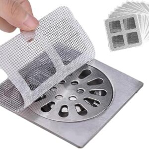 Floor Drain Sticker, 100PCS Disposable Shower Drain Cover Hair Catcher Mesh Stickers, 4"x4" Square Shower Floor Drain Cover, Drain Mesh Strainer for Kitchen, Sink, Bathroom, Laundry, Bathtub