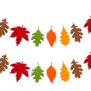 VILIFEVER Felt Fall Maple Leaves Garland Banner for Fall Thanksgiving Mantle Decorations, Autumn Home Farmhouse Decor Maple Leaf Hanging Streamer for Fall Wedding Birthday Party Supplies