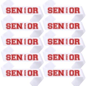 nauxiudsjs senior sash 2025,white sashes 10 pack with red glitter letters, class of 2025 graduation celebrations sashes, finally graduated cheerleader celebration party decorations supplies