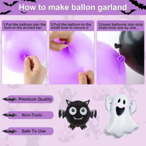 Amandir 120Pcs Pink Purple Halloween Birthday Party Decorations, Happy Boo Day Glitter Banner Ghost Bat Foil Balloons Garland Arch kit Cake Topper for Girl Kids Halloween Baby Shower Supplies