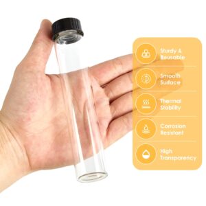 Cadbibe 50ml Clear Glass Vials with Screw Caps and Plastic Stoppers, Small Liquid Sample Glass Test Tubes, Leak-Proof Glass Bottles, 25PCS