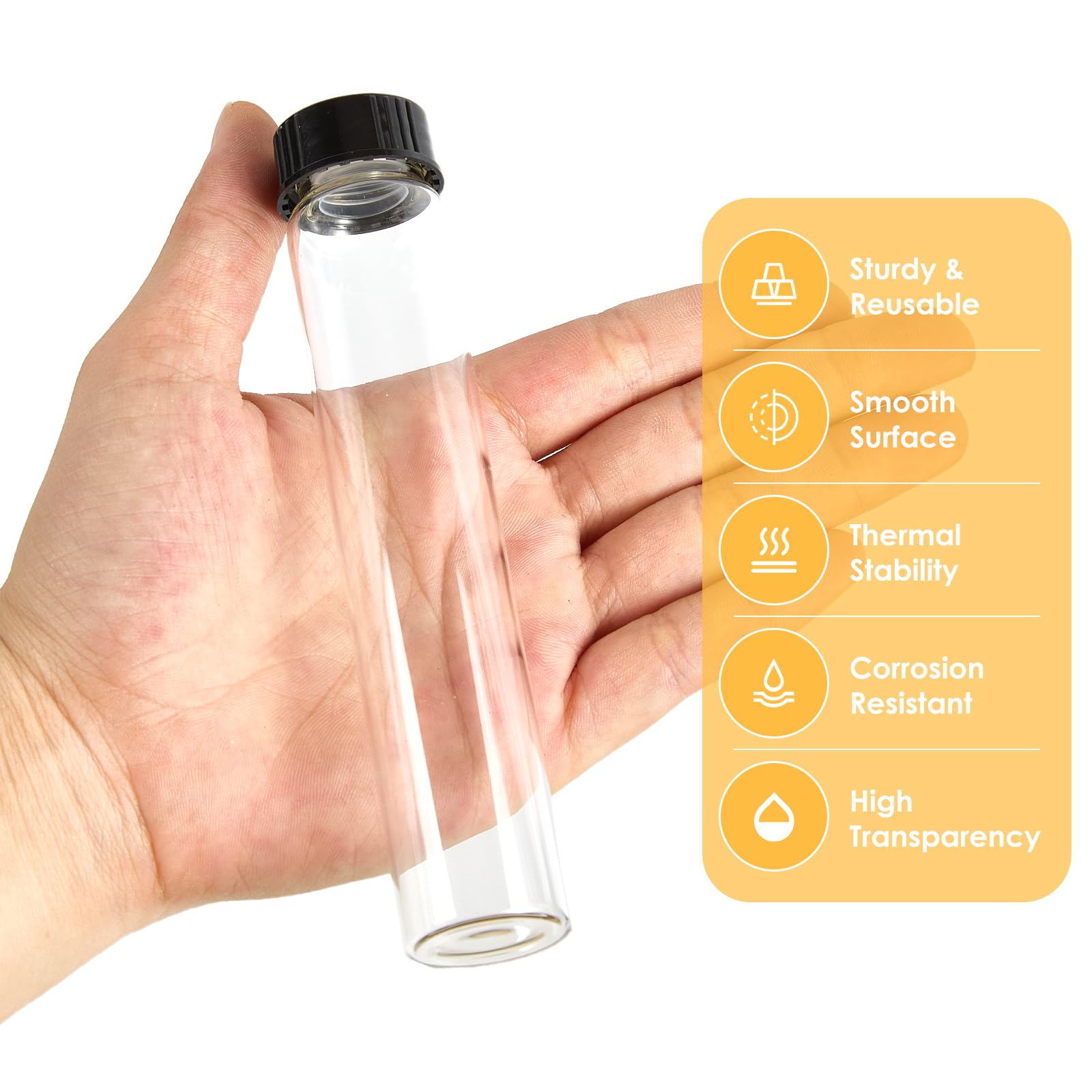 Cadbibe 50ml Clear Glass Vials with Screw Caps and Plastic Stoppers, Small Liquid Sample Glass Test Tubes, Leak-Proof Glass Bottles, 25PCS