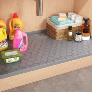 Under Sink Mat - 31" x 22" Waterproof Liner for Kitchen & Bathroom Cabinet, Shelf Protector, Multi-Purpose, Organizers and Storage, Flexible Silicone Sink Drip Tray