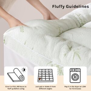 LIANLAM Bambu_Viscose Mattress Topper Queen,1200 GSM Cooling Mattress Pad,Soft Mattress Protector Cover with 8"-21" Deep Pocket(60"x80")