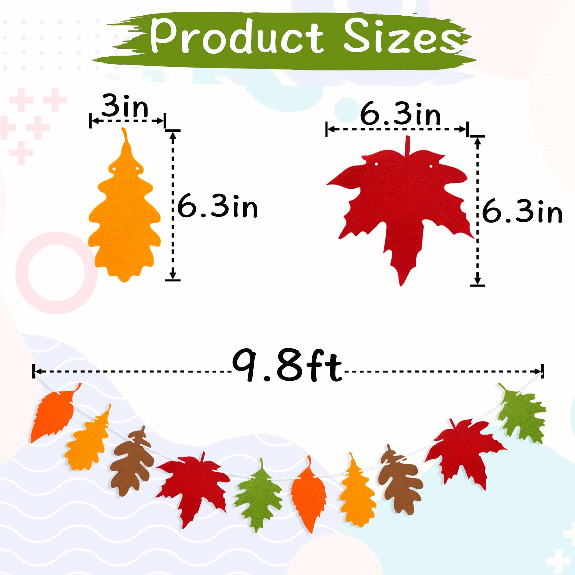 VILIFEVER Felt Fall Maple Leaves Garland Banner for Fall Thanksgiving Mantle Decorations, Autumn Home Farmhouse Decor Maple Leaf Hanging Streamer for Fall Wedding Birthday Party Supplies