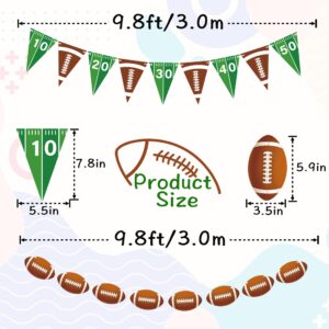 VILIFEVER 4 Pieces Football Party Decorations, Football Paper Banner with Football Triangle Flags Banner for Sports Theme Birthday Party Decorations Game Day Tailgate Party Supplies