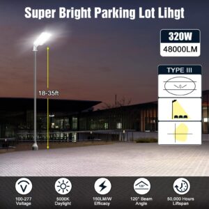 2 PCS 320W LED Parking Lot Lights w/ Photocell, UL DLC Listed LED Shoebox Pole Lights Outdoor Adjustable Slip Fitter & Arm Mount, 5000K IP65 Commercial Street Area Light for Roadway Driveways Stadium