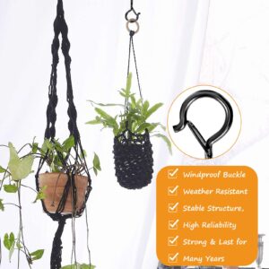 10 PCS Q Hanger Hooks with Safety Buckle, Windproof Screw for Hanging Outdoor String Lights, Screw in Cup Hooks, Eye Hooks, Ceiling Hooks for Hanging Plants, Holiday Decor & Patio Lights, Black