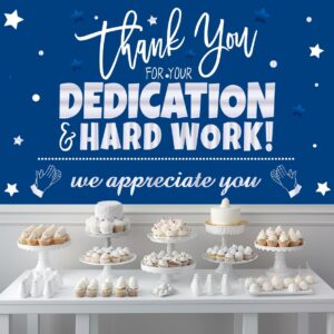 We Appreciate You Banner Decorations Thank You for All You Do Banner Backdrop for Teacher Employee Staff Doctors Nurse Poaster Boss Volunteer Appreciation Week Party Decor Supplies - Blue Silver