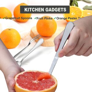 Grapefruit Spoons Serrated Edge Stainless Steel Fruit Knife Grapefruit Utensils Tool Dessert Spoons for Citrus Lemon Kiwi Salads Melon Lime Pitaya Apple Fruit Puree