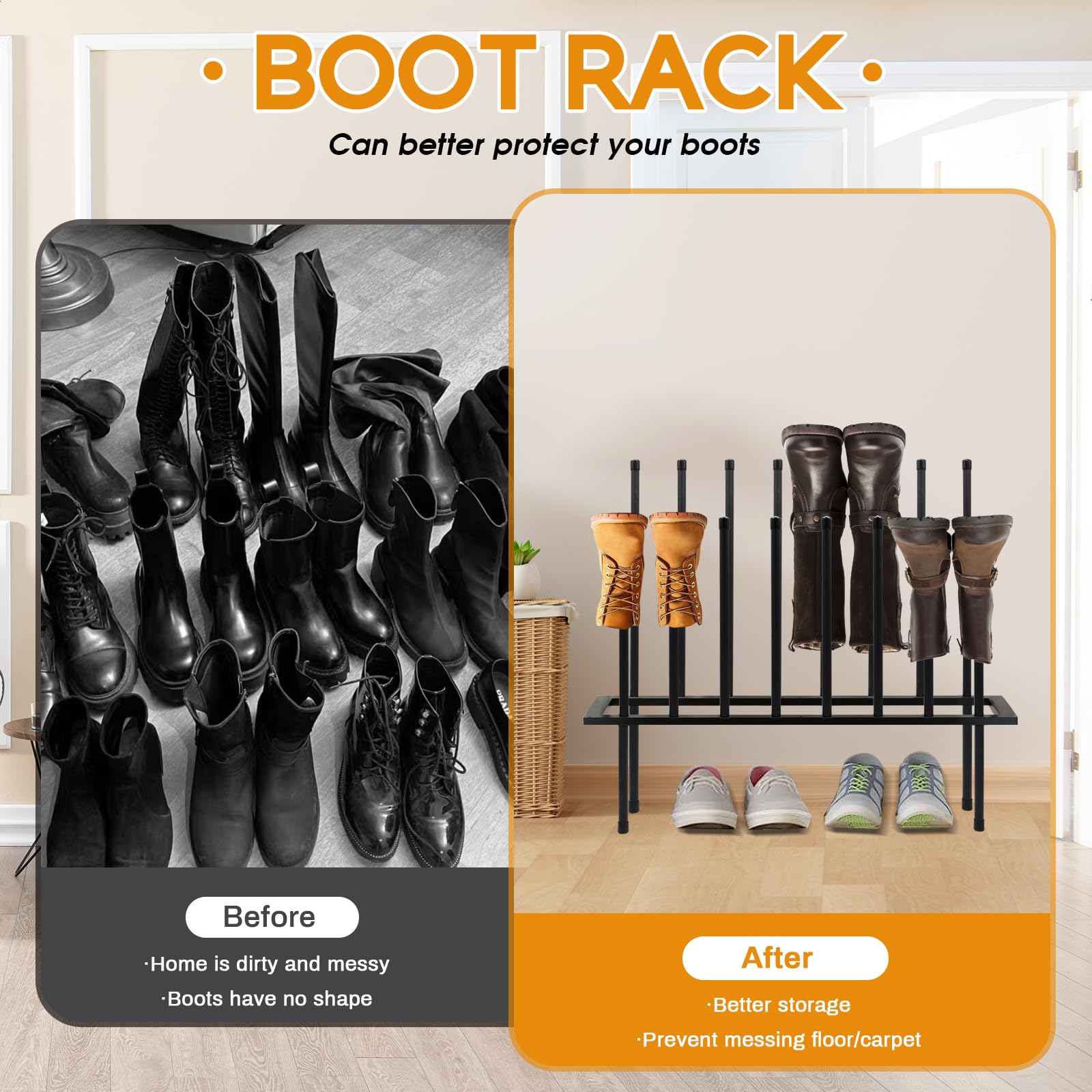 Boot Rack Shoe Cabinet Metal Shoe Rack for Closet Shoe Organizer for Closet for 8 Pairs Free Standing Shoe Racks Shoe Cabinet Storage for Entryway Bedroom, Patio Outdoor, Hallway large Boot Tray